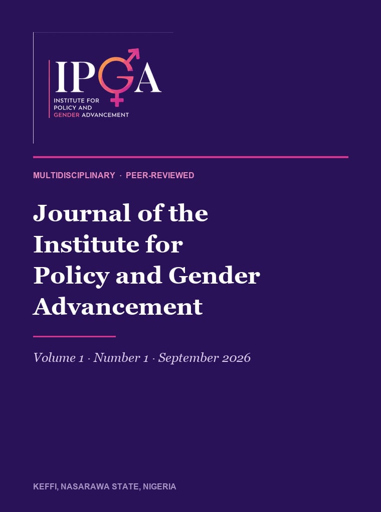 Cover of the Journal of the Institute for Policy and Gender Advancement, Volume 1 Number 1.